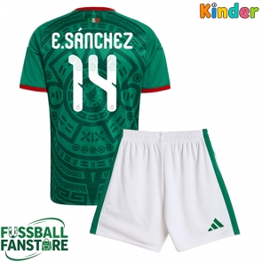 Mexiko Erick Sanchez #14 Replik Heimtrikot Kinder WM 2026 Kurzarm (+ Kurze Hosen)